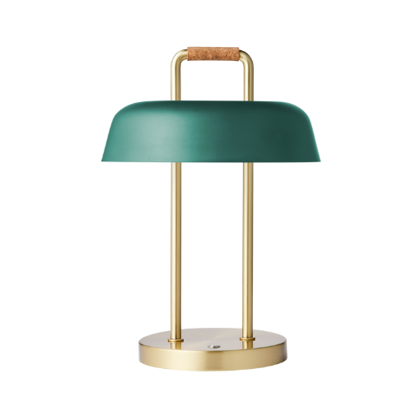 Light by Hammel | Heim opladelig lampe | Base i messing m. racing green lampeskærm